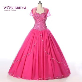Wowbridal 2021 Coral Frisada Vestido de baile de Casamento Vestidos com Jaqueta de Vestidos De Noiva princesa vestido De boda LG0100