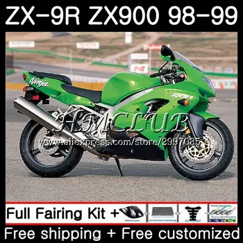Corpo Para a KAWASAKI NINJA ZX 900 ZX900 ZX9 R ZX-9R 1998 1999 65HC.6 ZX-9 R ZX9R 900CC 98 99 ZX 9R 98 99 Carenagem Fábrica verde do kit