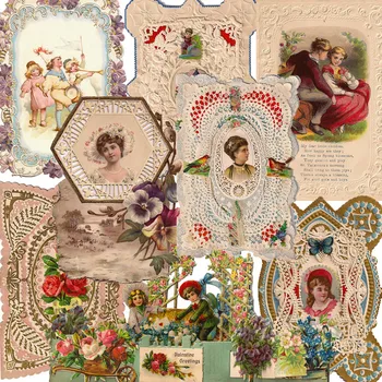 9PCS Vintage Medieval Menina Adesivos Decorativos Diário Álbum de Scrapbooking Material Feito à Mão Colagem Estética materiais para Artesanato