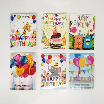 Bonito dos desenhos animados de Aniversário 5D Diamante Pintura Cartão de DIY Diamante Mosaico Kits de Bordados Postal Mensagem do Cartão para Presente de Amigo