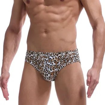 De alta qualidade roupa homens de cuecas low-rise estampa de leopardo cueca calcinha sexy moda de personalidade