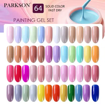 Parkson 64PCS/SET de Unhas de Gel Pintura Lama Gel Manicure Soak Off DIODO emissor de luz UV Gel de Arte de Pintura de Tinta Gel Muitos Esmaltes de Unhas Incolor